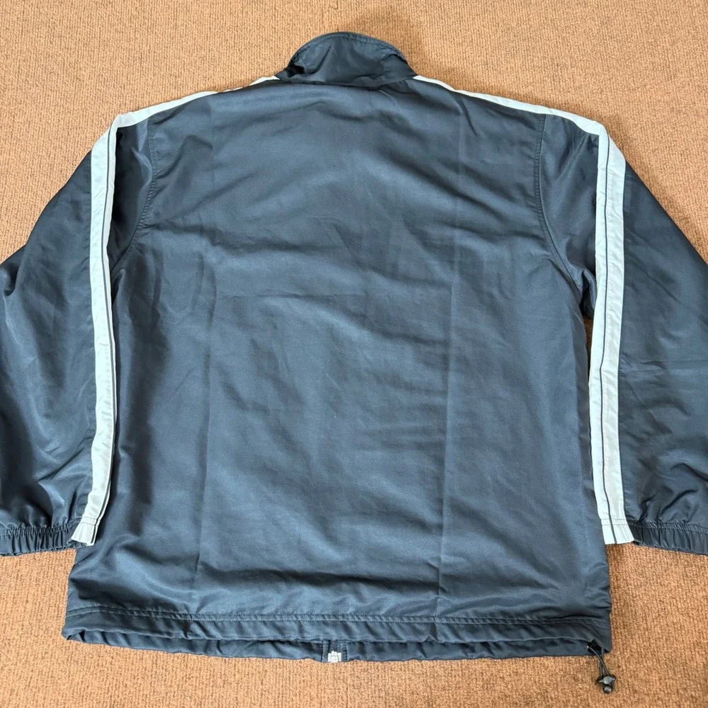 Vintage Reebok Mens Black White Full‎ Zip Track Jacket Windbreaker Size L 585 A+